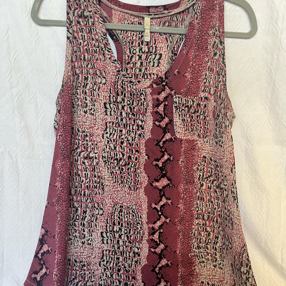 Joie Red and Black Snake Print Tank Top